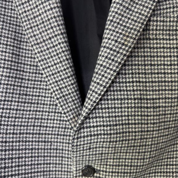 Paul Fredrick Blazer Jacket Men 44 XL Black Gray Houndstooth Camel Hair 2 Button - Picture 7 of 9
